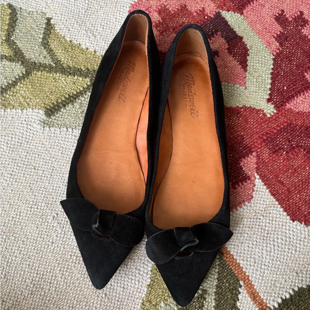 Madewell Black Suede Flats with Bow